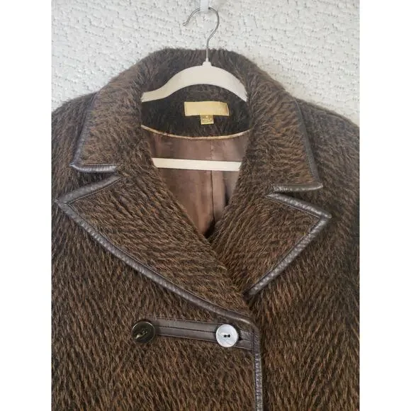 Katherine Kelly Women's Alpaca Wool Faux Fur Coat 8 Brown Elegant Old Hollywood - Picture 4 of 10